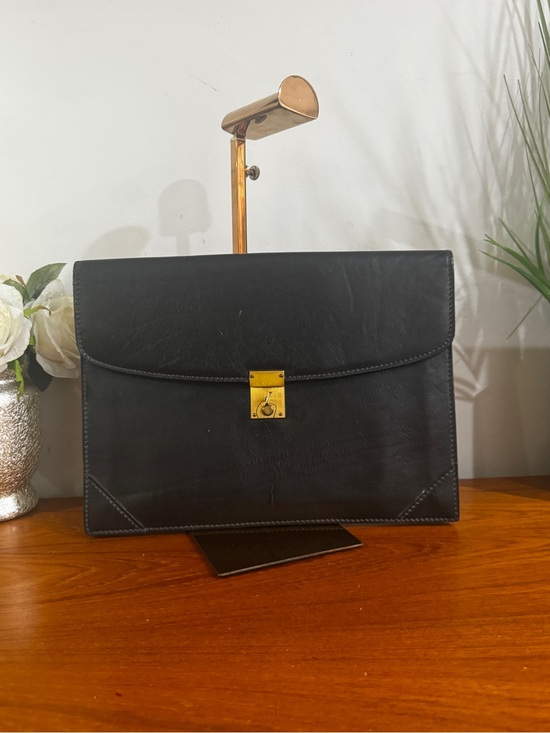 Other - Gazzarrini Firenze Black Leather Men’s Document Folio Gold Lock have the key